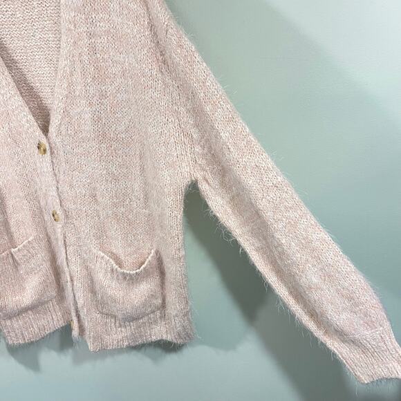 Free People Creme Brulee Eyelash Knit Butterfly Nevermind Cardigan Size L - Picture 7 of 9